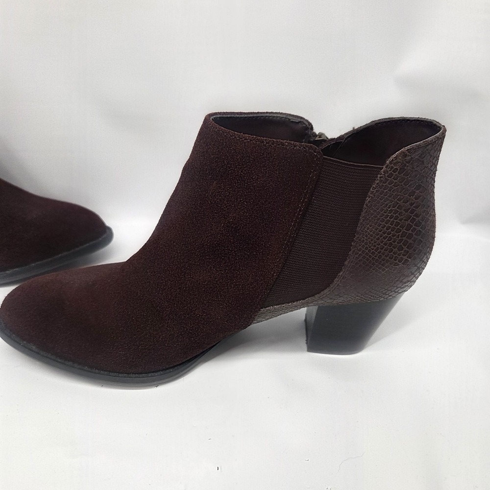 Vionic Upright Anne Java Snake Ankle Boots Size 8 Suede Zip Heel Comfort - Picture 6 of 16